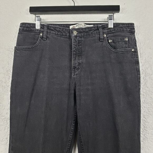 Harley Davidson Vintage Boot Cut Jeans Denim Black Casual Y2K Classic Moto - 14 - Picture 4 of 8